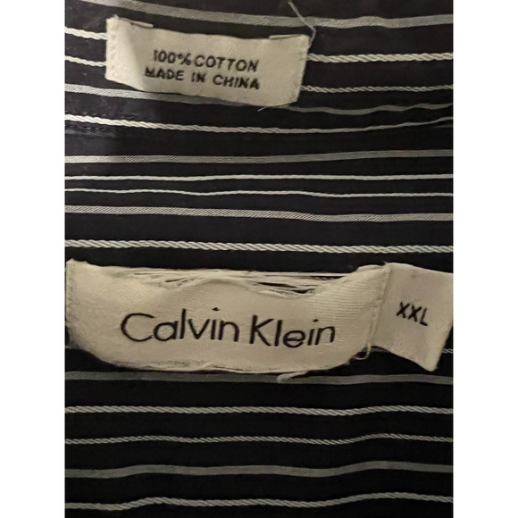 CALVIN KLEIN Mens Long Sleeve Shirt Size XXL Blue Button Up Dress Shirt Cotton - Picture 2 of 8